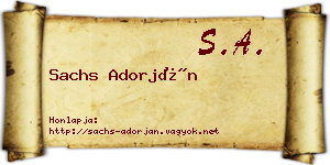 Sachs Adorján névjegykártya